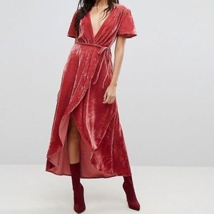 Asos velvet wrap midi